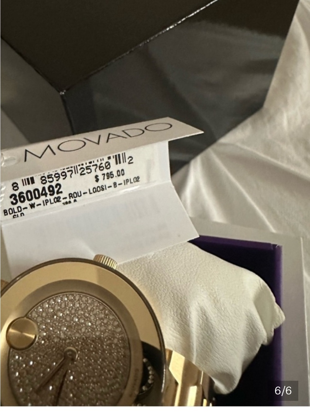 Movado Women's Gold Crystal Pavé Dial Bracelet Watch - Picture 6 of 6